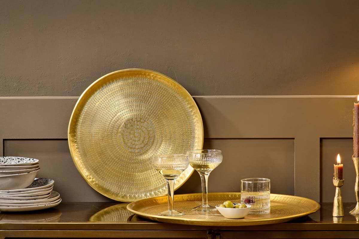 Mahika Tray - Antique Brass-SERVEWARE-Nkuku