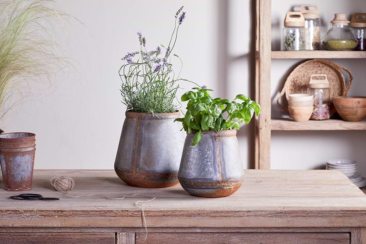 Mamba Outdoor Planter - Aged Zinc-VASES & PLANTERS-Nkuku