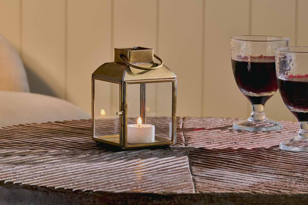 Maro Brass Lantern - Small-CANDLES HOLDERS & LANTERNS-Nkuku