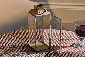 Maro Brass Lantern - Tall-CANDLES HOLDERS & LANTERNS-Nkuku