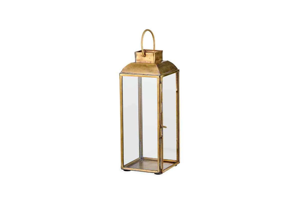 Maro Brass Lantern - Tall-CANDLES HOLDERS & LANTERNS-Nkuku