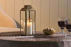 Maro Brass Lantern - Tall-CANDLES HOLDERS & LANTERNS-Nkuku