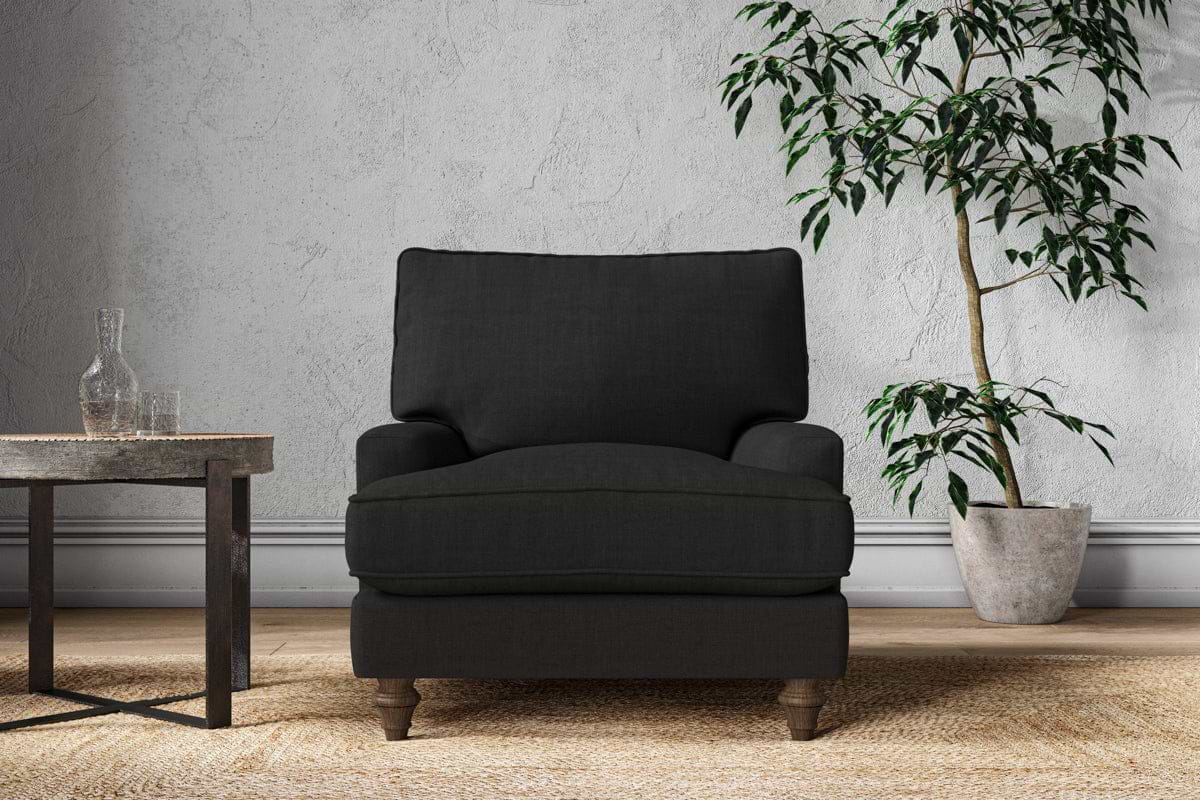 Marri Armchair - Brera Linen Charcoal-MAKE TO ORDER-Nkuku