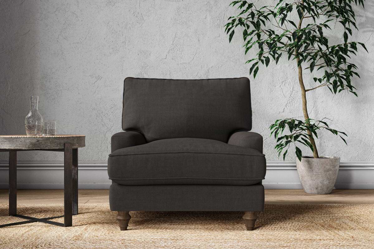 Marri Armchair - Brera Linen Espresso-MAKE TO ORDER-Nkuku
