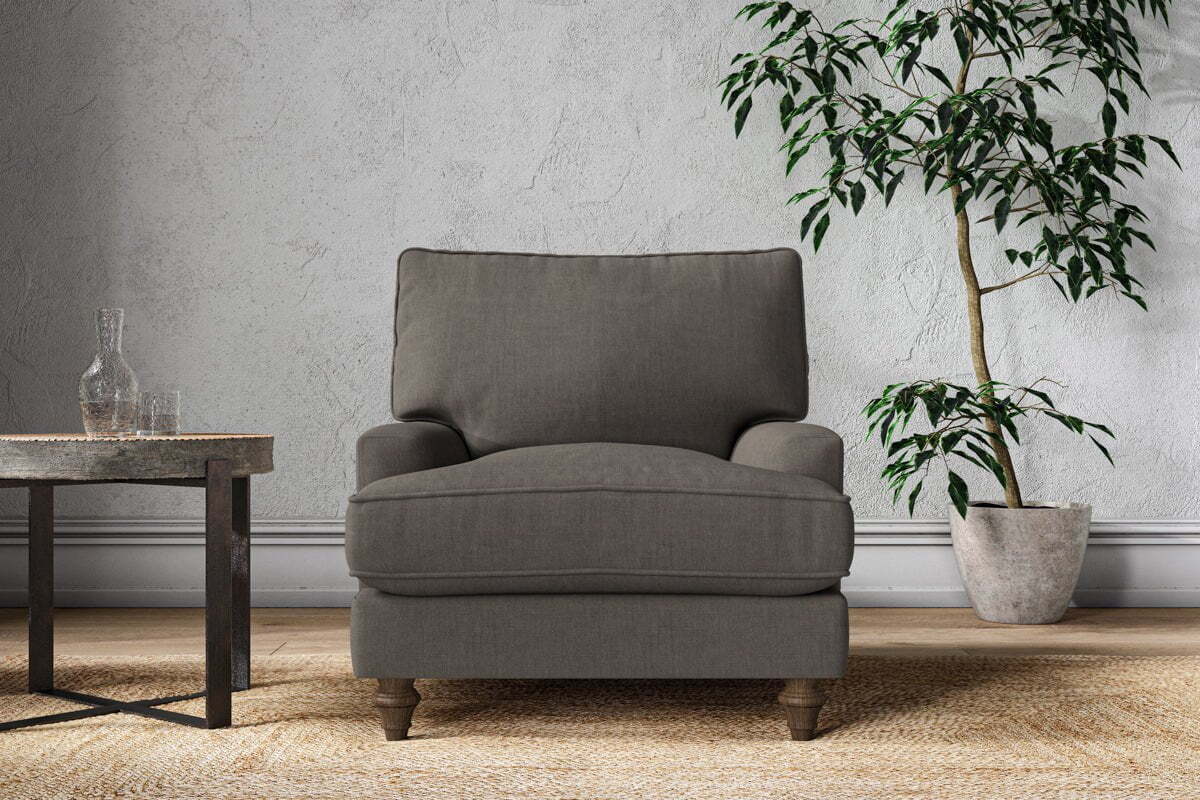 Marri Armchair - Brera Linen Granite-MAKE TO ORDER-Nkuku