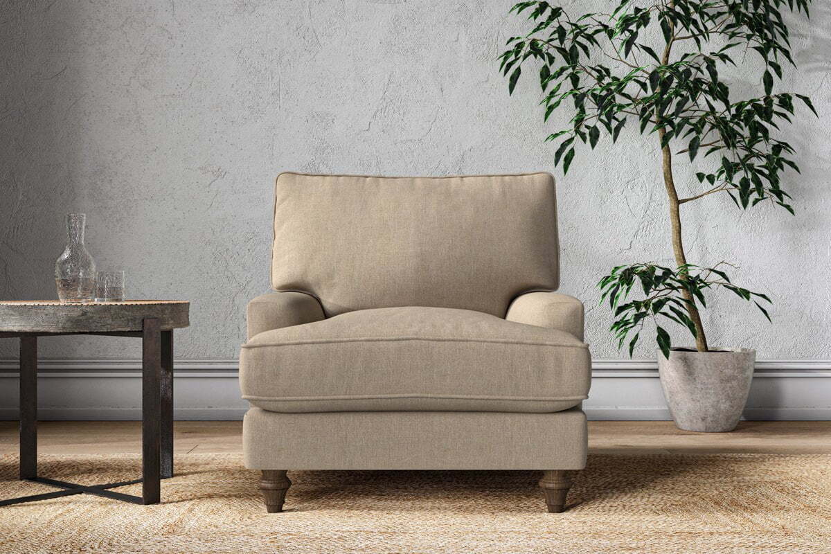 Marri Armchair - Brera Linen Pebble-MAKE TO ORDER-Nkuku