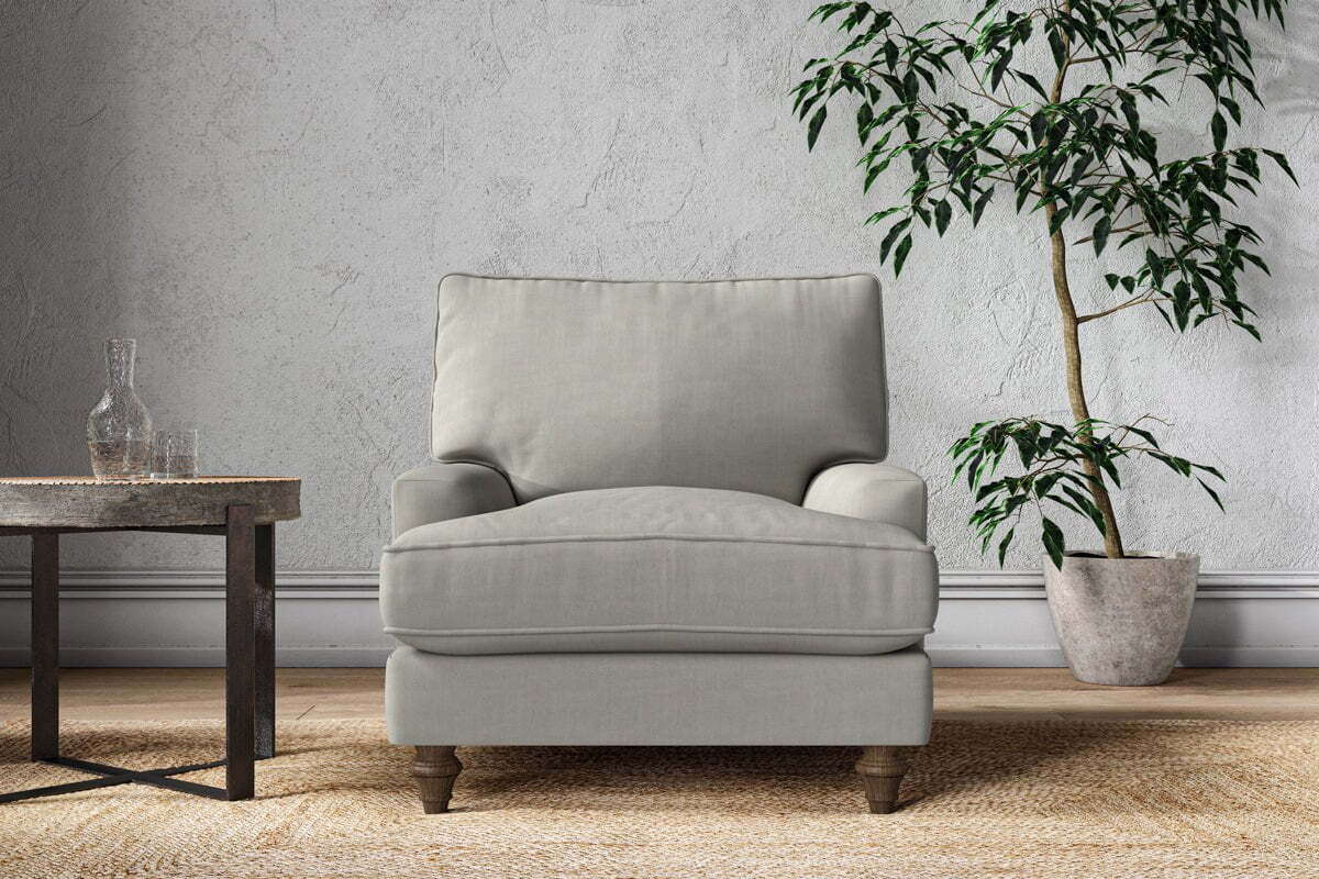 Marri Armchair - Brera Linen Smoke-MAKE TO ORDER-Nkuku