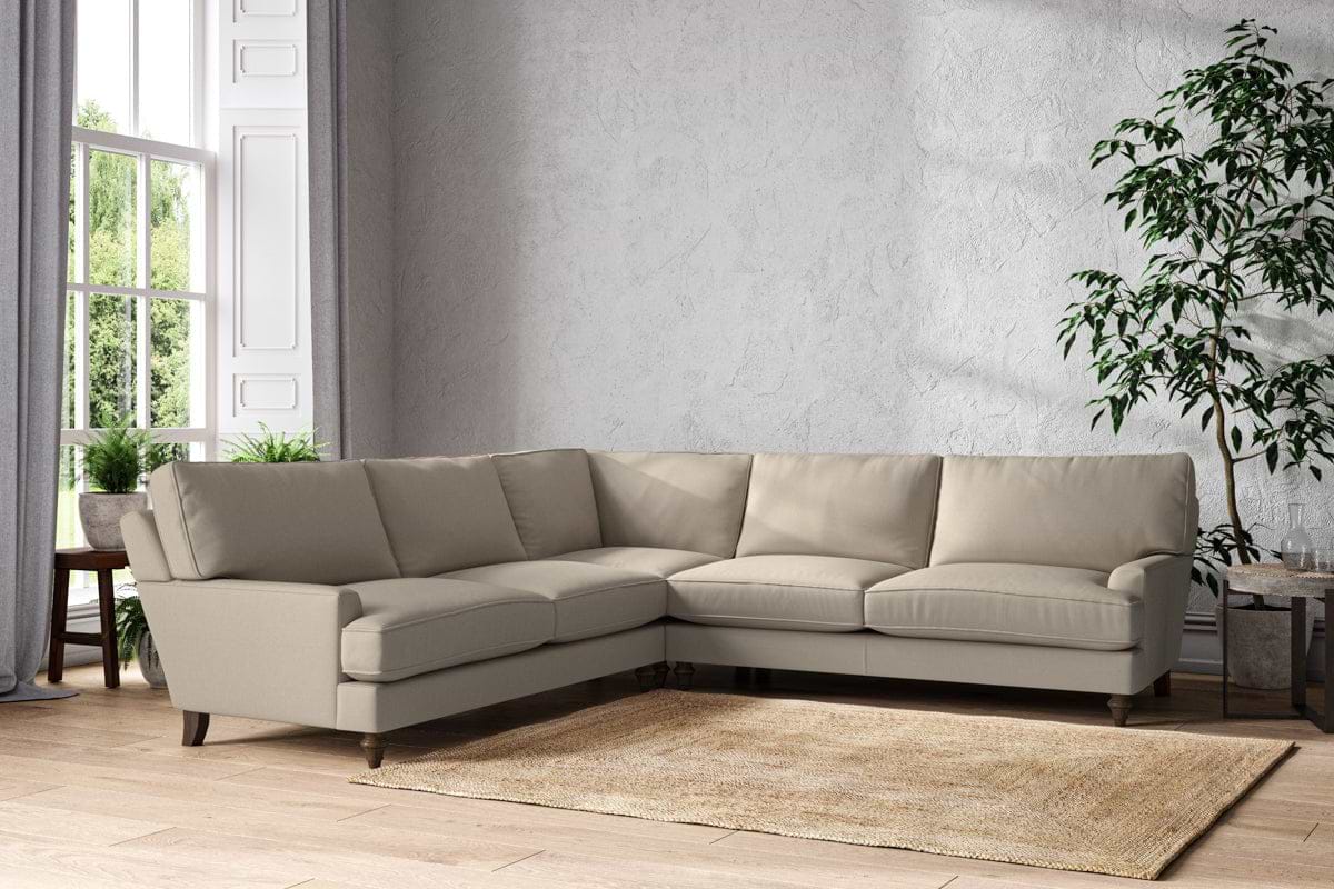 Marri Grand Corner Sofa - Recycled Cotton Stone-MAKE TO ORDER-Nkuku