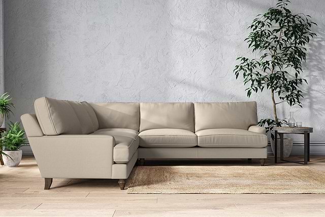 Marri Grand Corner Sofa - Recycled Cotton Stone-MAKE TO ORDER-Nkuku