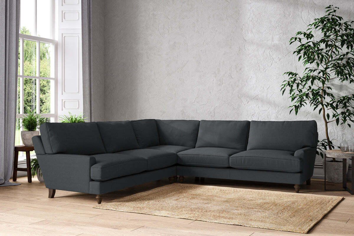 Marri Grand Corner Sofa - Recycled Cotton Thunder-MAKE TO ORDER-Nkuku