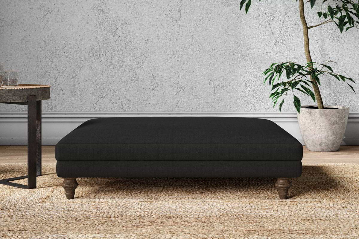 Marri Grand Footstool - Brera Linen Charcoal-MAKE TO ORDER-Nkuku