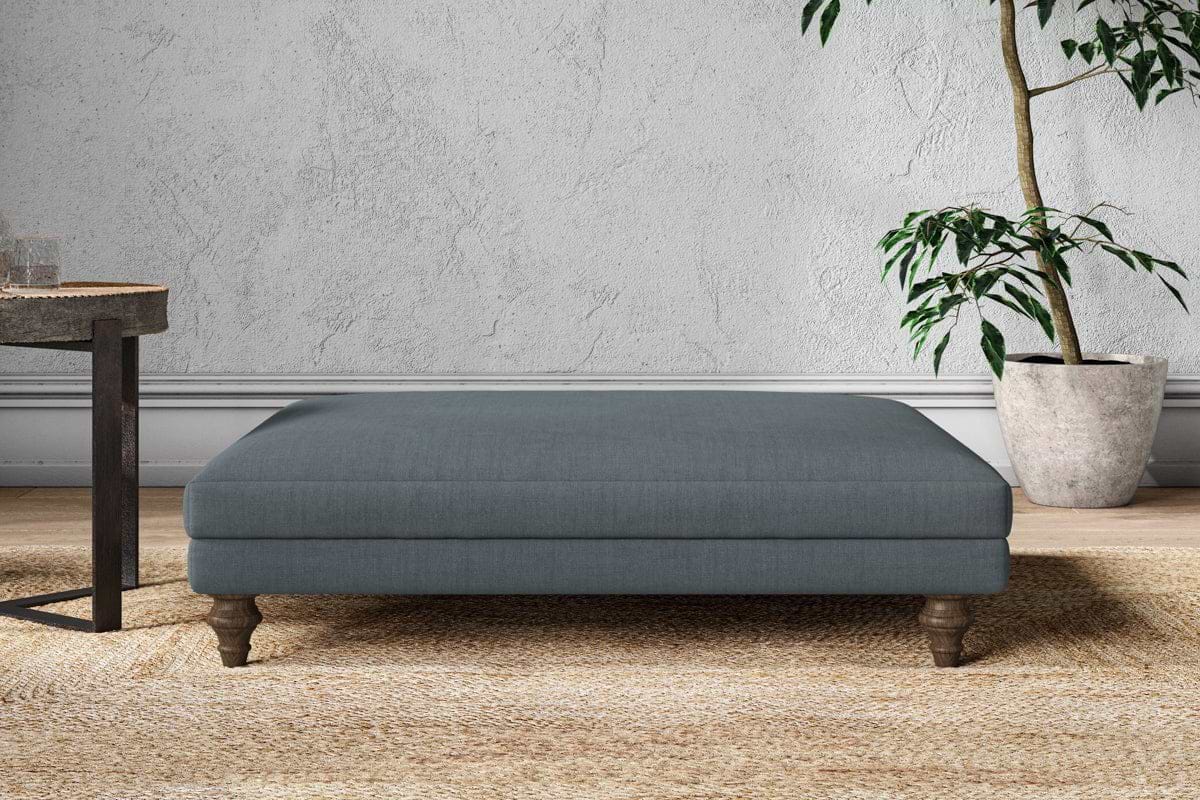 Marri Grand Footstool - Brera Linen Dusk-MAKE TO ORDER-Nkuku