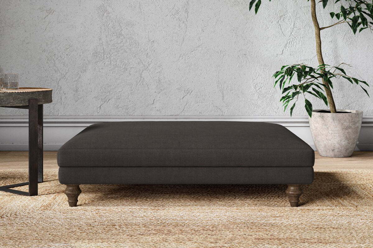 Marri Grand Footstool - Brera Linen Espresso-MAKE TO ORDER-Nkuku