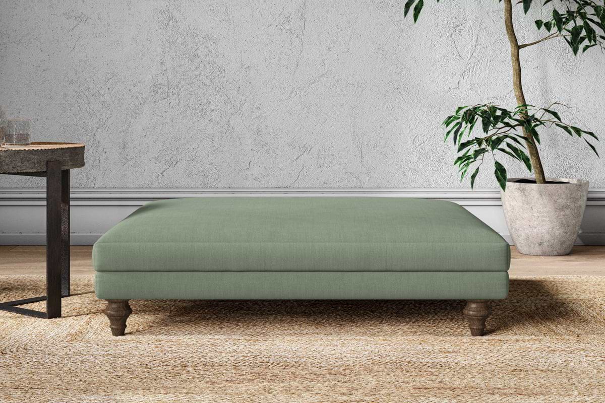 Marri Grand Footstool - Brera Linen Jade-MAKE TO ORDER-Nkuku