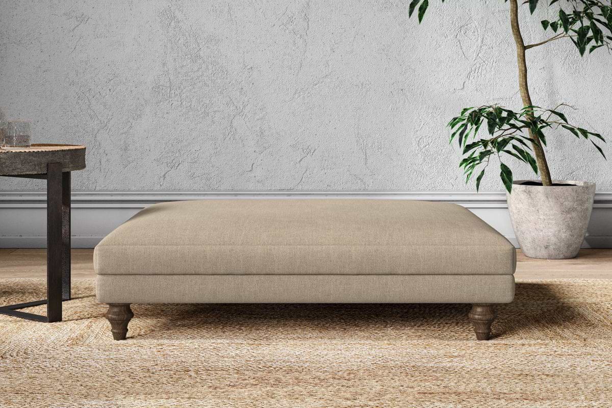 Marri Grand Footstool - Brera Linen Pebble-MAKE TO ORDER-Nkuku
