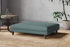 Marri Grand Footstool - Recycled Cotton Airforce-MAKE TO ORDER-Nkuku