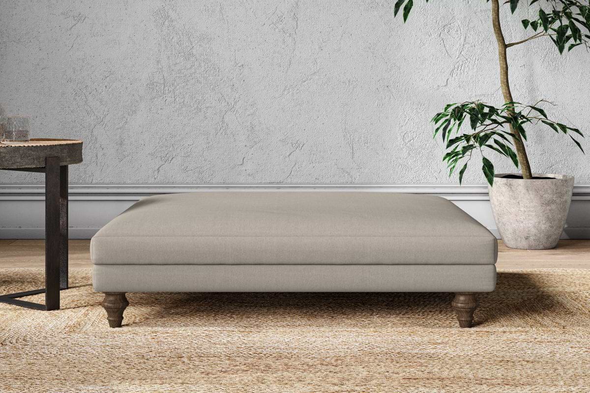 Marri Grand Footstool - Recycled Cotton Flax-MAKE TO ORDER-Nkuku