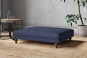 Marri Grand Footstool - Recycled Cotton Navy-MAKE TO ORDER-Nkuku