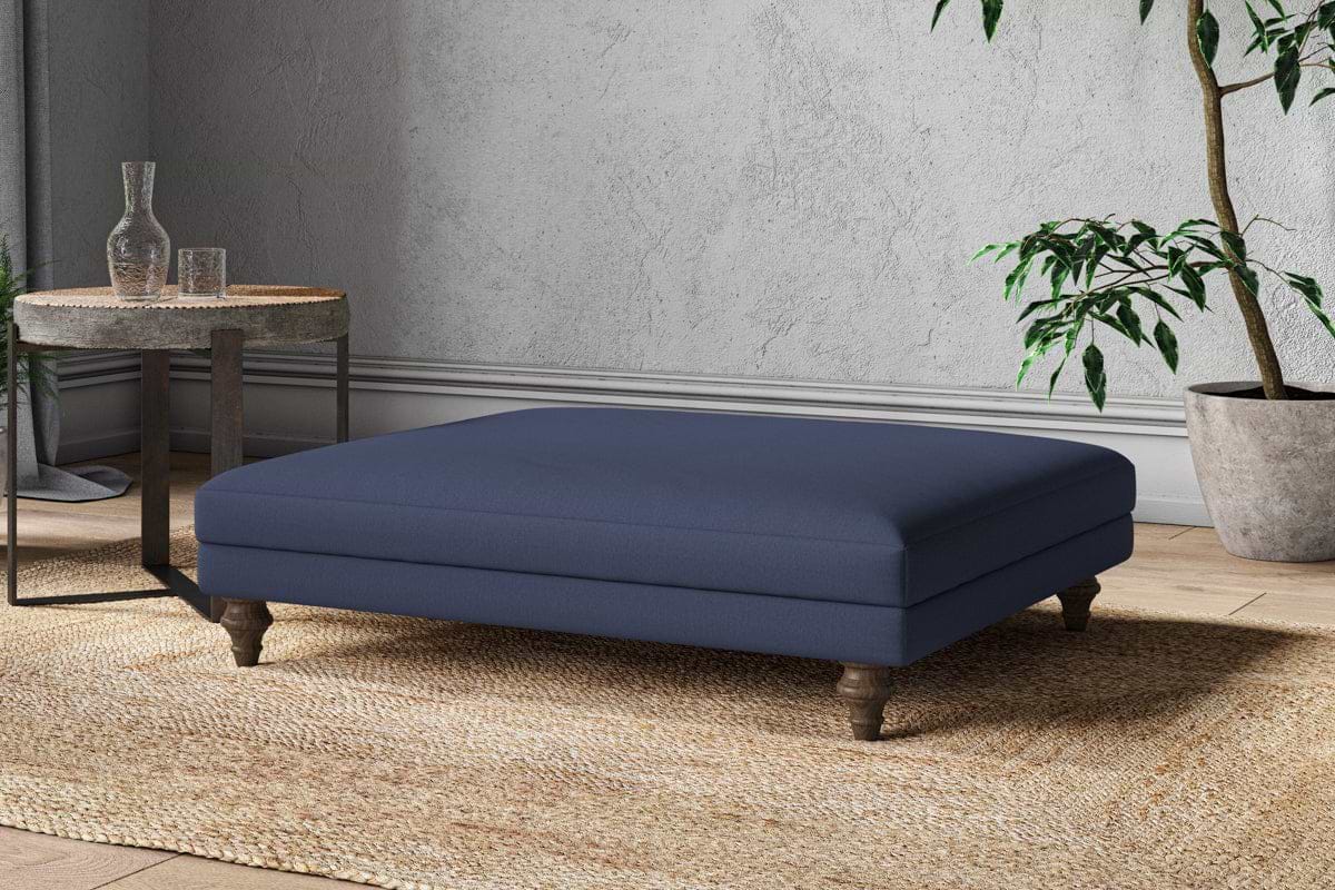 Marri Grand Footstool - Recycled Cotton Navy-MAKE TO ORDER-Nkuku