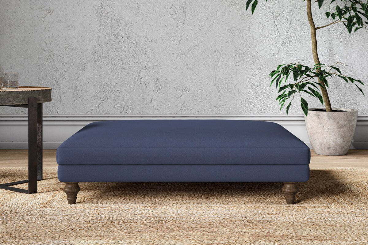 Marri Grand Footstool - Recycled Cotton Navy-MAKE TO ORDER-Nkuku