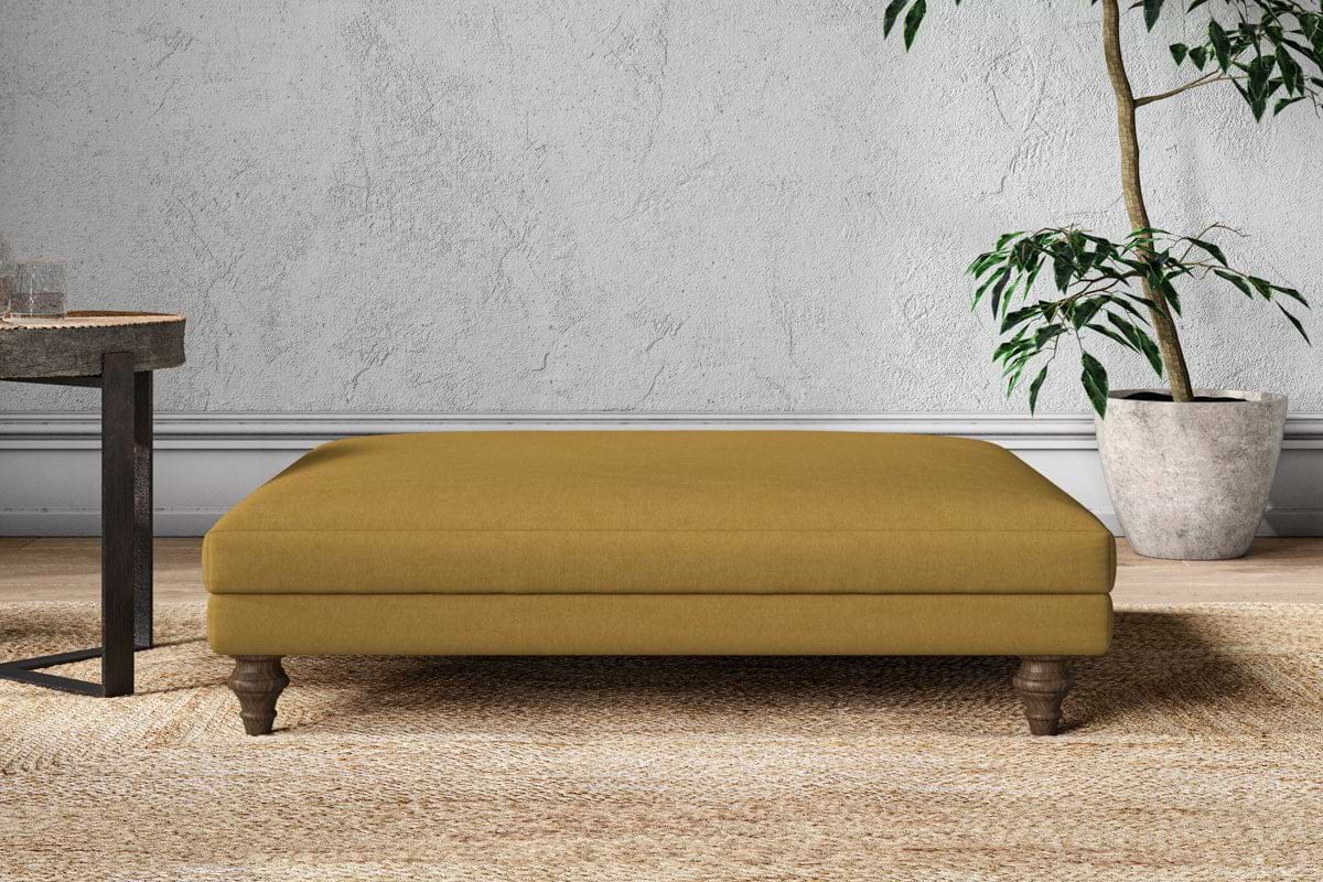 Marri Grand Footstool - Recycled Cotton Ochre-MAKE TO ORDER-Nkuku