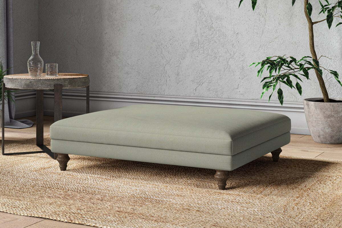 Marri Grand Footstool - Recycled Cotton Seaspray-MAKE TO ORDER-Nkuku