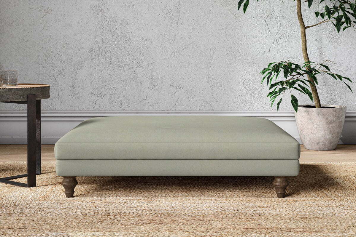 Marri Grand Footstool - Recycled Cotton Seaspray-MAKE TO ORDER-Nkuku