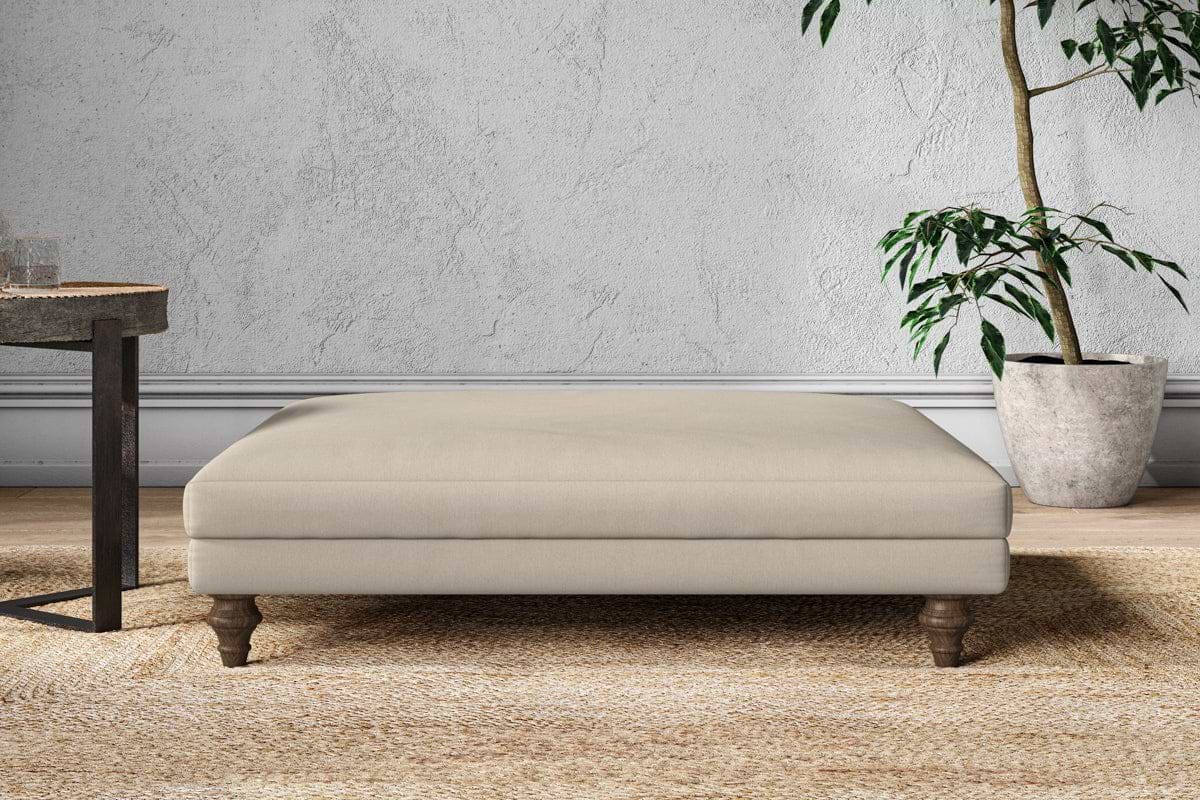 Marri Grand Footstool - Recycled Cotton Stone-MAKE TO ORDER-Nkuku