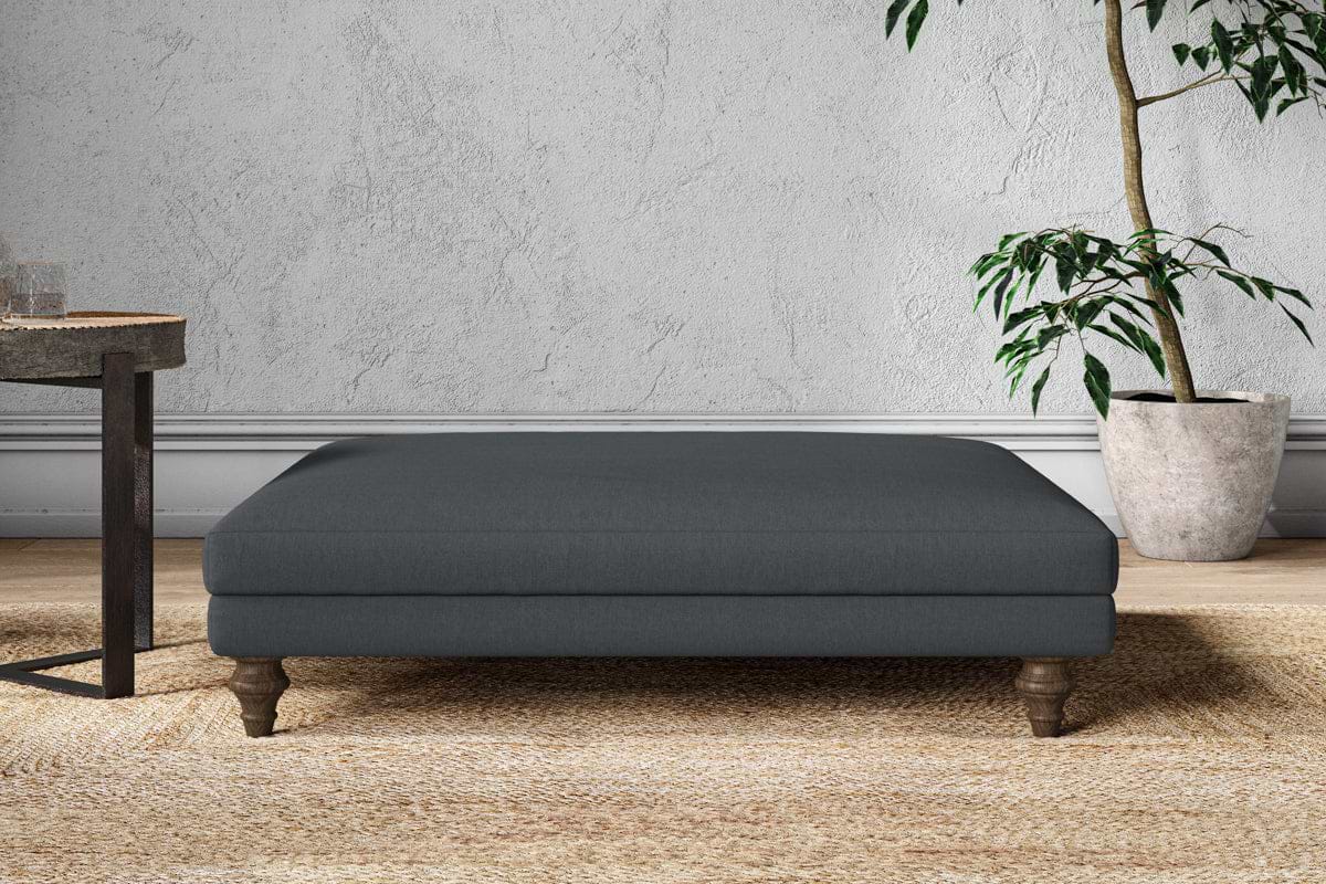 Marri Grand Footstool - Recycled Cotton Thunder-MAKE TO ORDER-Nkuku