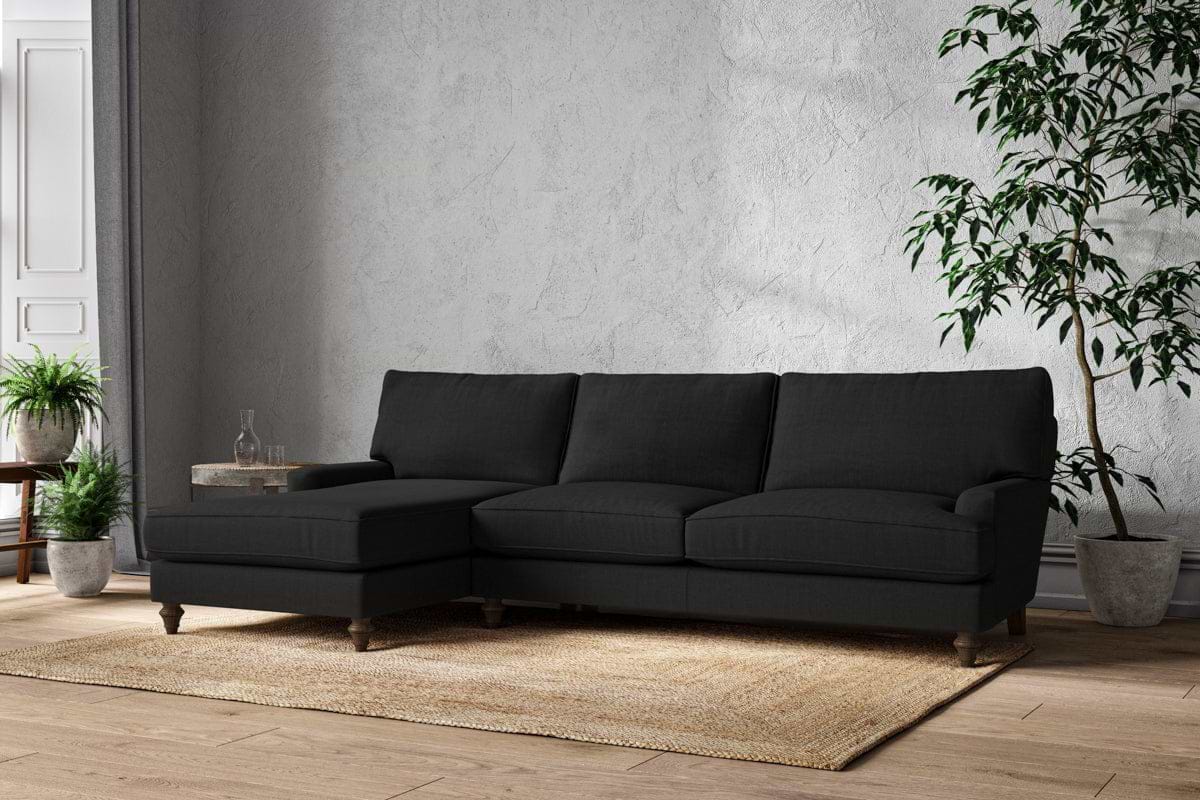 Marri Grand Left Hand Chaise Sofa - Brera Linen Charcoal