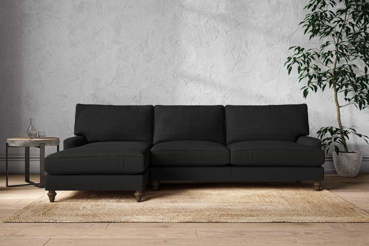 Marri Grand Left Hand Chaise Sofa - Brera Linen Charcoal-MAKE TO ORDER-Nkuku