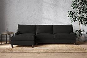 Marri Grand Left Hand Chaise Sofa - Brera Linen Charcoal