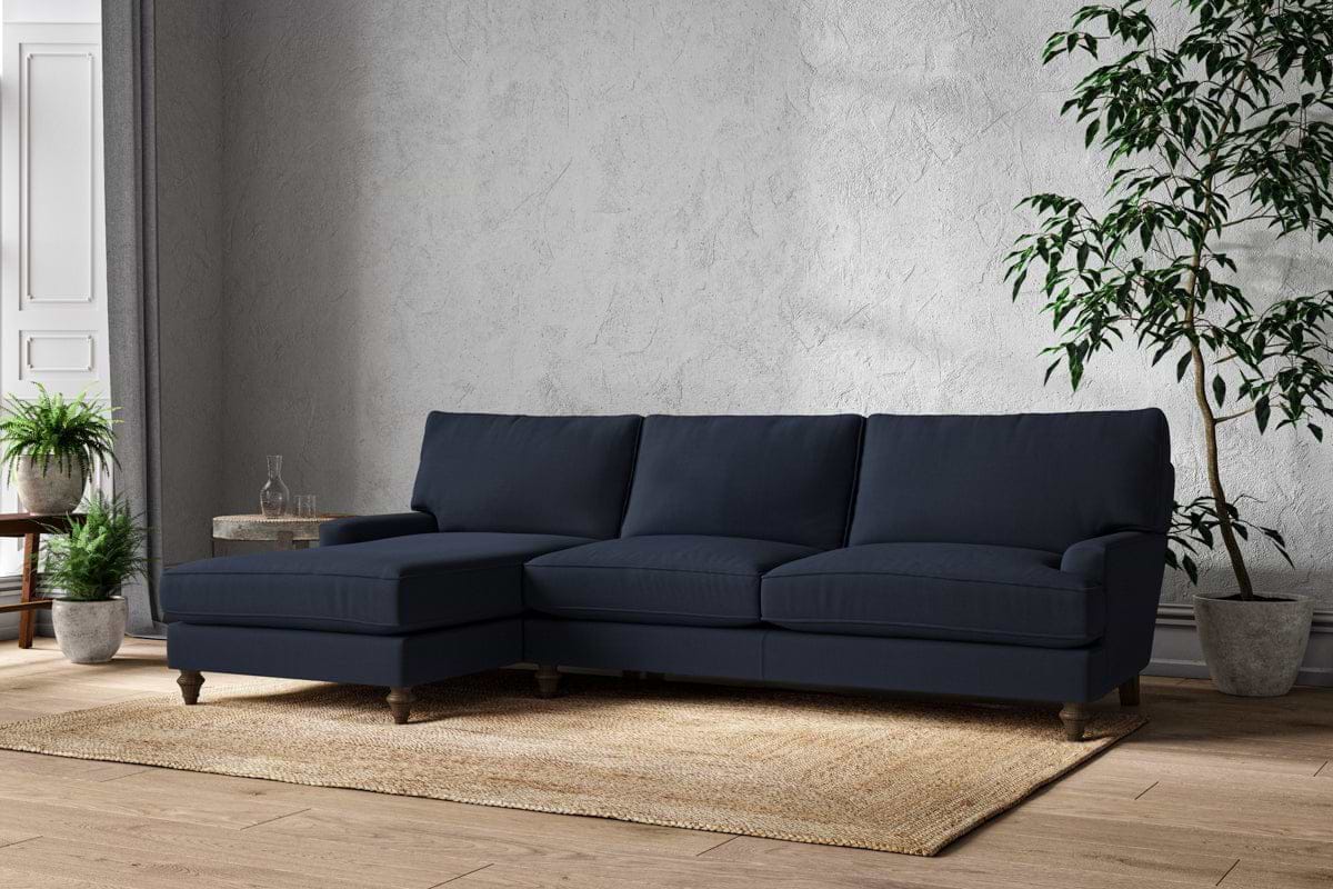 Marri Grand Left Hand Chaise Sofa - Brera Linen Indigo