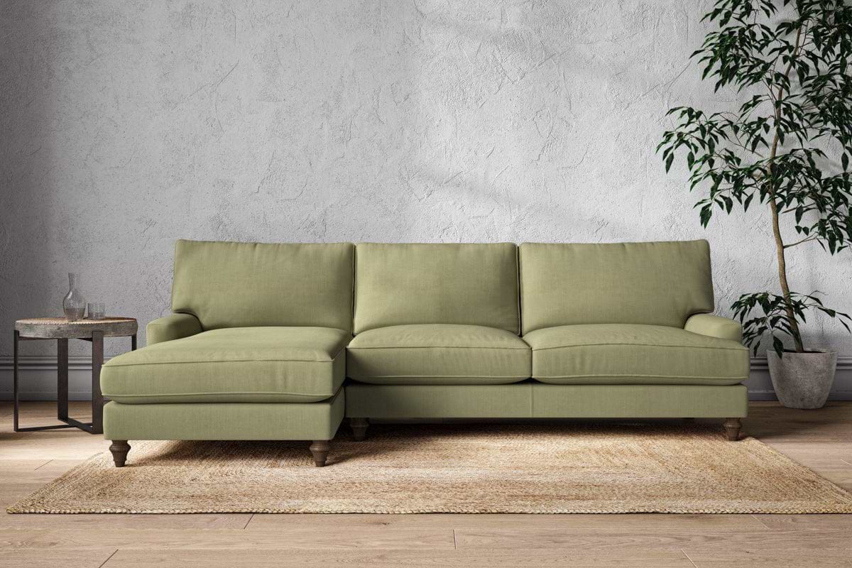 Marri Grand Left Hand Chaise Sofa - Brera Linen Sage-MAKE TO ORDER-Nkuku