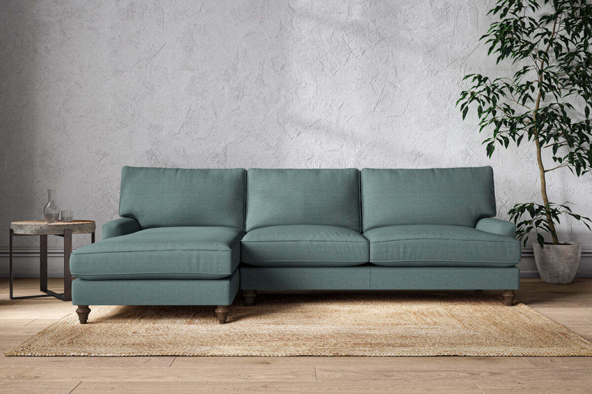 Marri Grand Left Hand Chaise Sofa - Recycled Cotton Airforce-MAKE TO ORDER-Nkuku