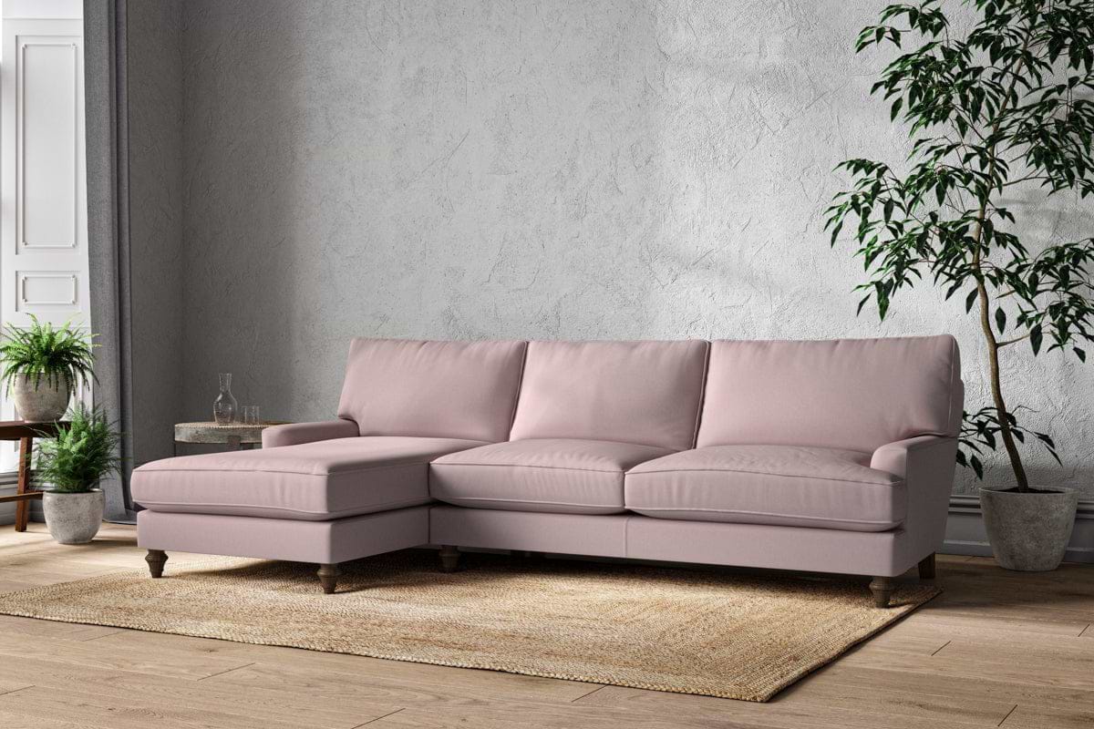 Marri Grand Left Hand Chaise Sofa - Recycled Cotton Lavender