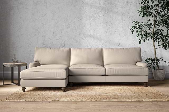 Marri Grand Left Hand Chaise Sofa - Recycled Cotton Natural-MAKE TO ORDER-Nkuku