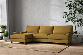 Marri Grand Left Hand Chaise Sofa - Recycled Cotton Ochre-MAKE TO ORDER-Nkuku