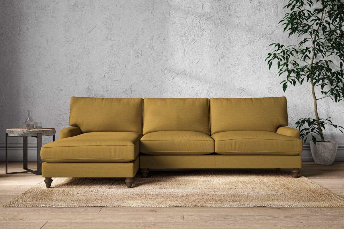 Marri Grand Left Hand Chaise Sofa - Recycled Cotton Ochre-MAKE TO ORDER-Nkuku