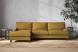Marri Grand Left Hand Chaise Sofa - Recycled Cotton Ochre-MAKE TO ORDER-Nkuku