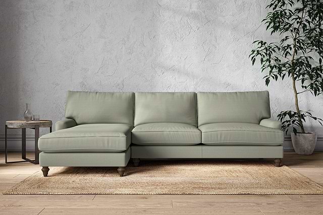 Marri Grand Left Hand Chaise Sofa - Recycled Cotton Seaspray-MAKE TO ORDER-Nkuku
