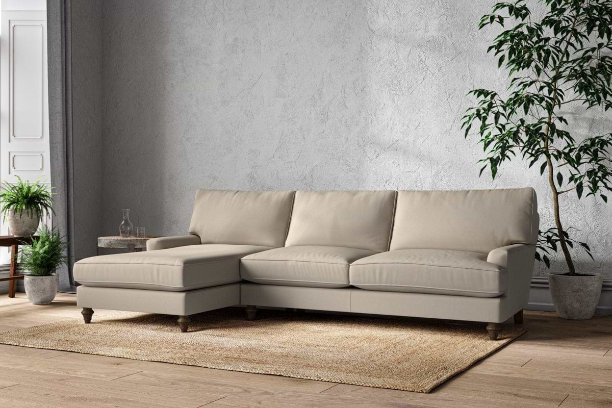 Marri Grand Left Hand Chaise Sofa - Recycled Cotton Stone
