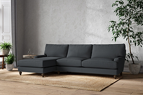 Marri Grand Left Hand Chaise Sofa - Recycled Cotton Thunder