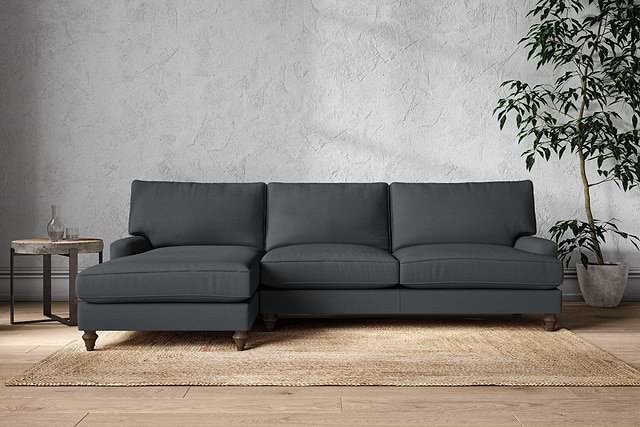 Marri Grand Left Hand Chaise Sofa - Recycled Cotton Thunder