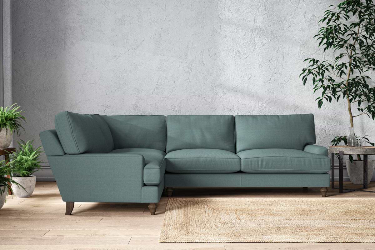 Marri Grand Left Hand Corner Sofa - Recycled Cotton Airforce-MAKE TO ORDER-Nkuku