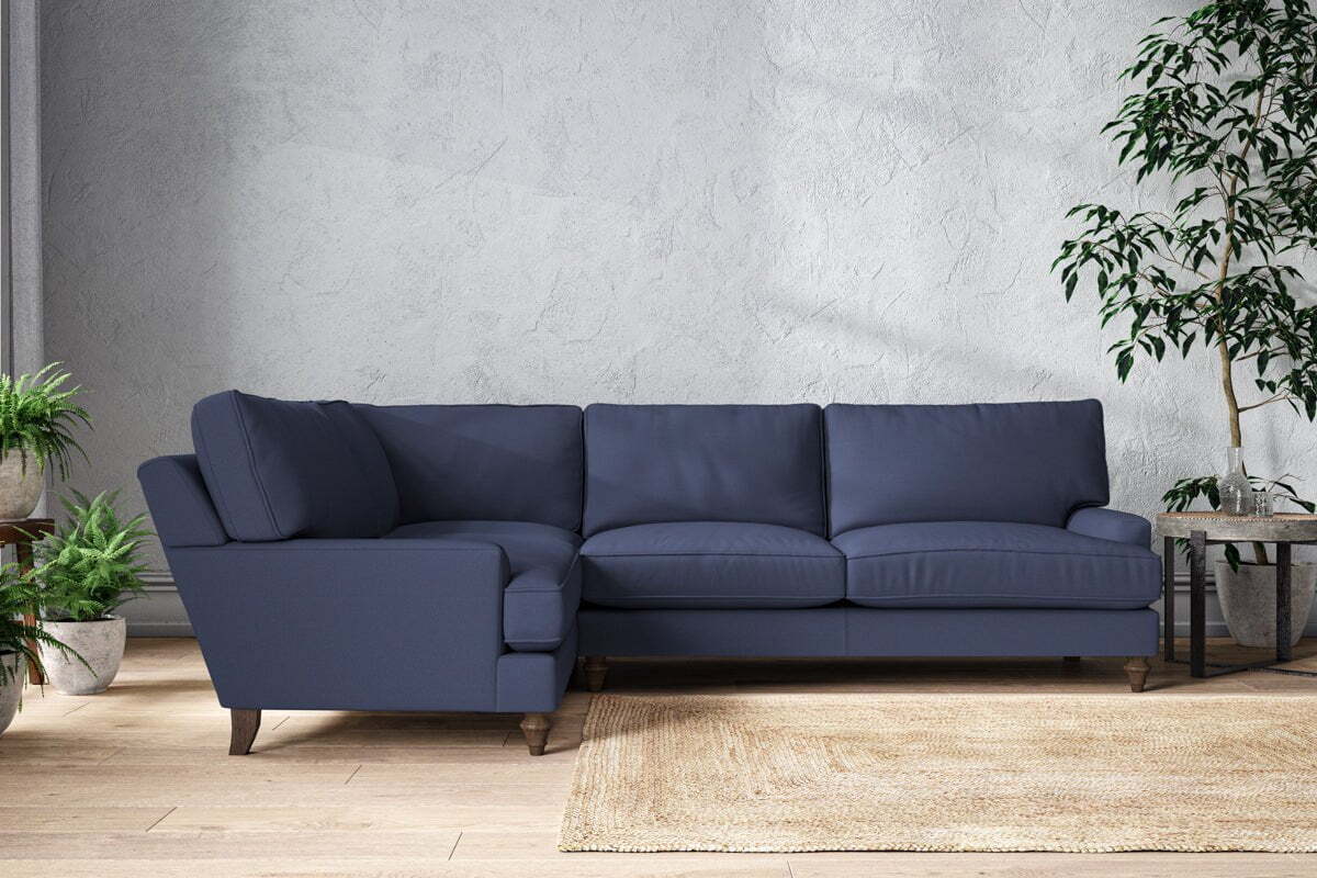 Marri Grand Left Hand Corner Sofa - Recycled Cotton Navy-MAKE TO ORDER-Nkuku