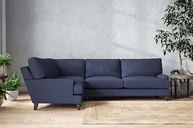 Marri Grand Left Hand Corner Sofa - Recycled Cotton Navy-MAKE TO ORDER-Nkuku