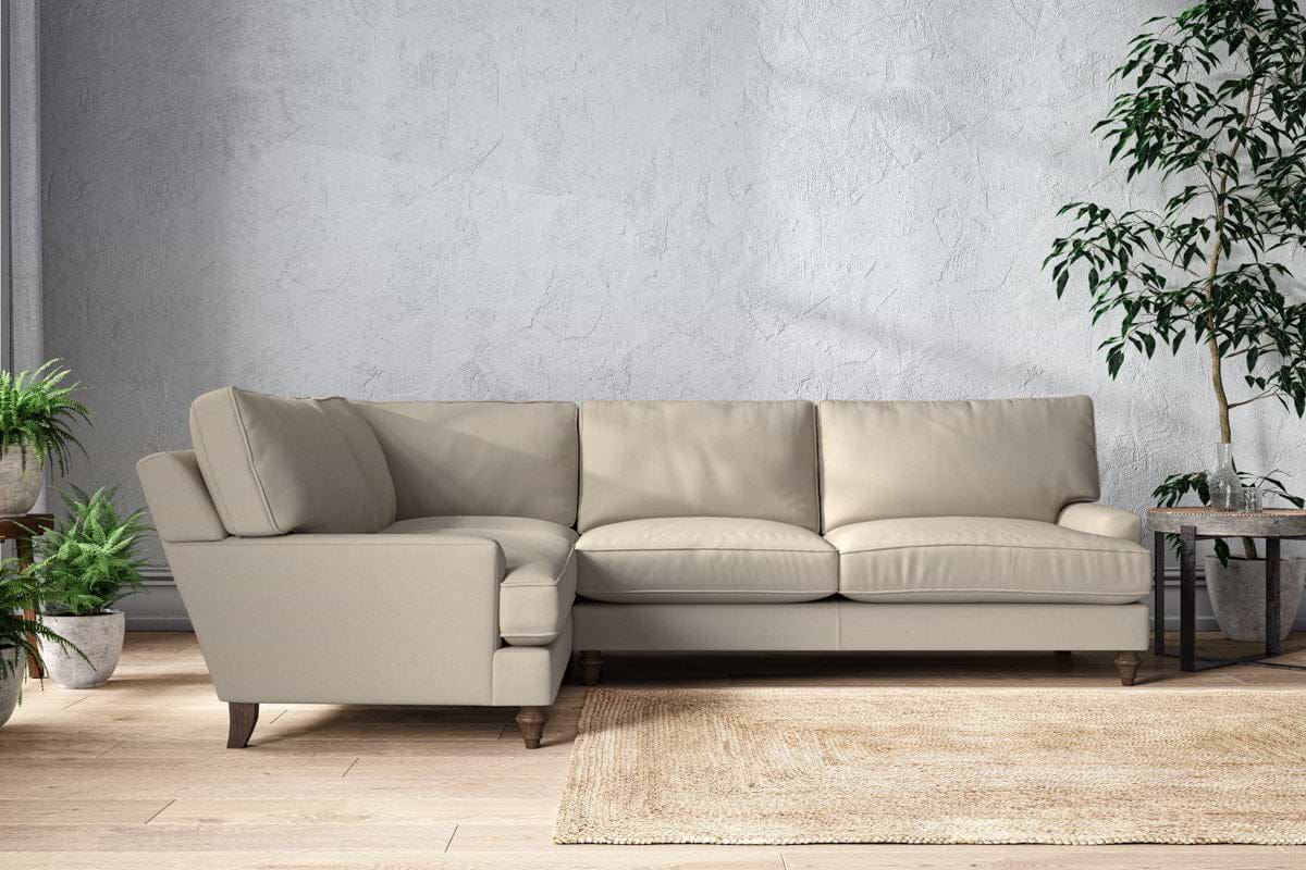 Marri Grand Left Hand Corner Sofa - Recycled Cotton Stone-MAKE TO ORDER-Nkuku