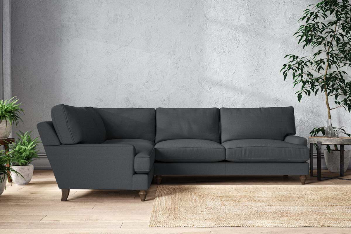 Marri Grand Left Hand Corner Sofa - Recycled Cotton Thunder-MAKE TO ORDER-Nkuku
