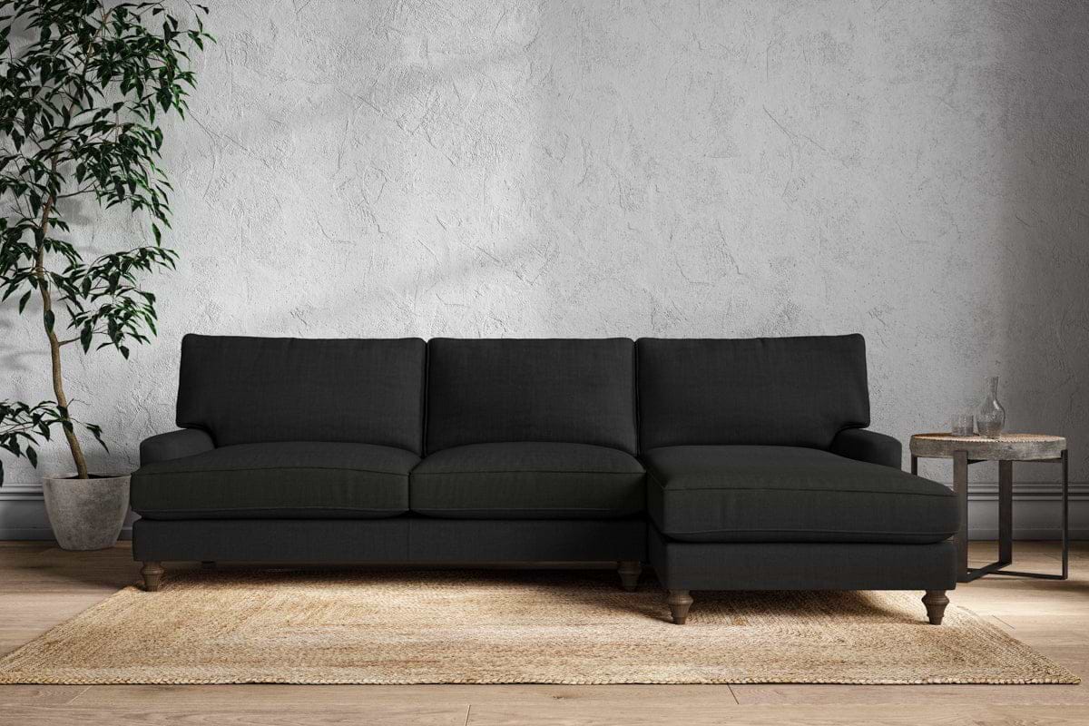 Marri Grand Right Hand Chaise Sofa - Brera Linen Charcoal-MAKE TO ORDER-Nkuku